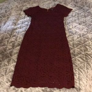 Maroon lace dress, worn only once, Brand Roz & Ali